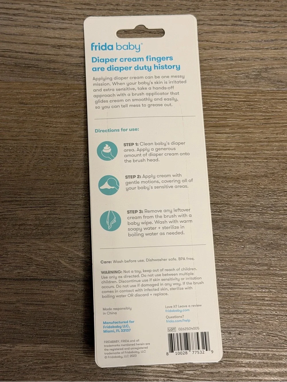 NWT Frida Baby Diaper Cream Booty Brush - Teal